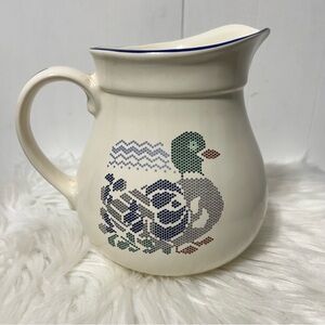 Pfaltzgraff Vintage 90’s Decorative Duck Farmhouse Grannycore Glass Pitcher 42oz